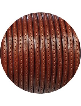 Cuir plat de 5mm marron cognac couture marron vendu au mètre-Premium