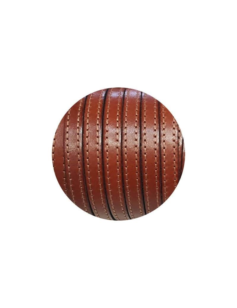 Cuir plat de 10mm marron cognac couture marron vendu au mètre-Premium