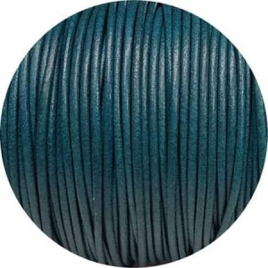 Cuir rond turquoise foncé marbré-2mm-Espagne-Premium