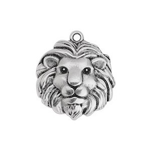 Superbe tête de lion de 26mm en métal placage argent