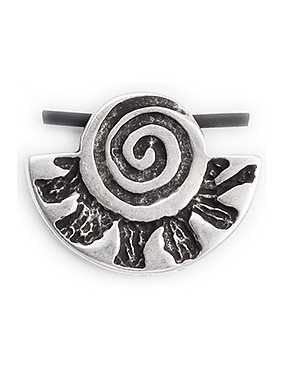 Pendentif demi-lune avec spirale en métal placage argent