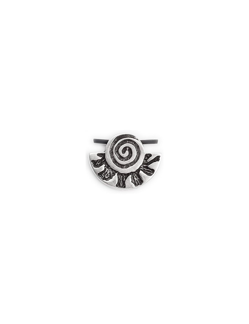 Pendentif demi-lune avec spirale en métal placage argent