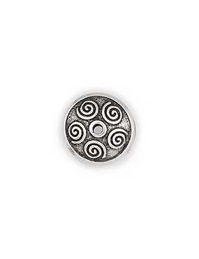 Coupelle ronde de 15mm gravée de spirales en métal placage argent