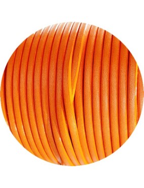 Cuir plat lisse de 3mm couleur orange nacré en vente au cm