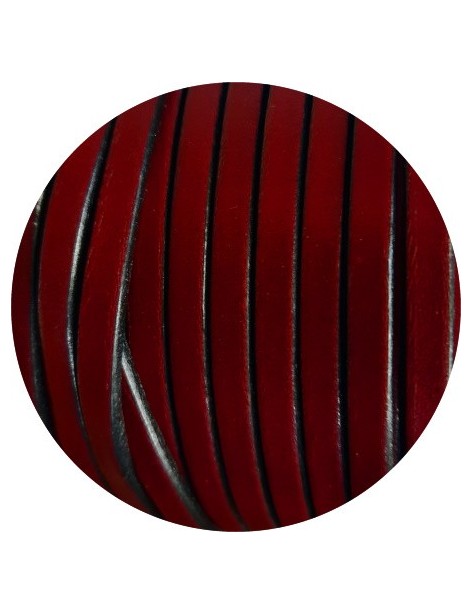 Cordon de cuir plat 5mm bordeaux vendu à la coupe au cm