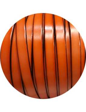 Cordon de cuir plat 10mm x 2mm de couleur orange-vente au cm