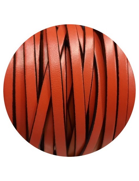 Cuir plat lisse de 5mm orange corail vendu à la coupe au mètre