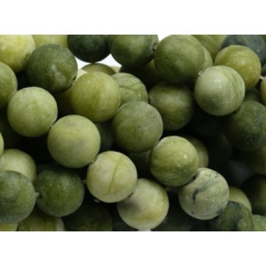 Fil de 60 perles rondes jade de Taiwan de 6mm tons verts effet givré