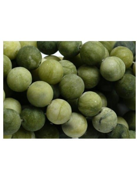 Fil de 90 perles rondes jade de Taiwan de 4mm tons verts effet givré