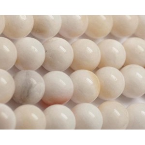 Fil de 38 perles rondes jade blanc de 10mm pour vos bracelets
