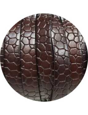 Cuir plat de 10mm fantaisie avec relief crocodile marron foncé en vente au cm