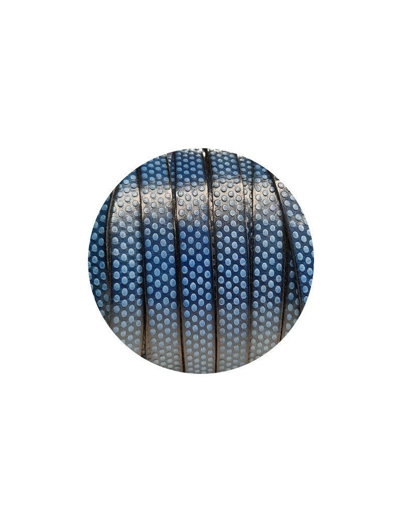 Cuir plat de 10mm fantaisie avec relief ronds bleu atoll en vente au cm