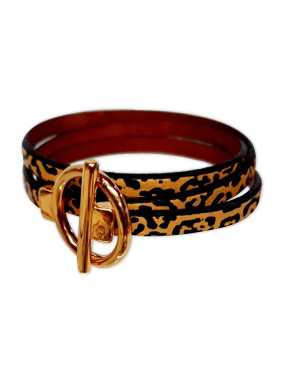 Bracelet triple tour en kit de 5mm de large motif guépard et doré