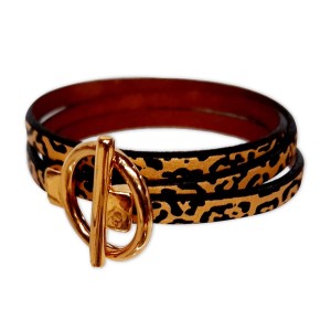 Bracelet triple tour en kit de 5mm de large motif guépard et doré
