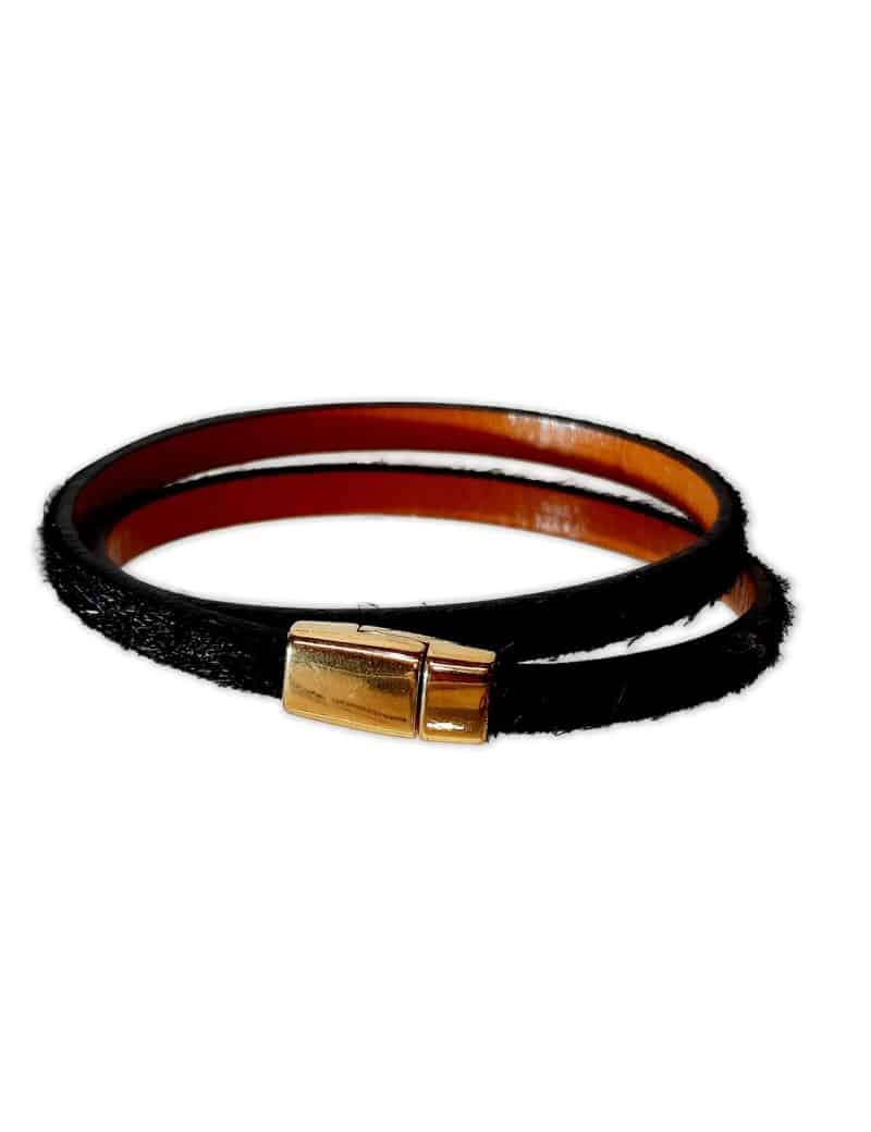 Bracelet double tour en kit de 5mm de large poils synthétiques noirs