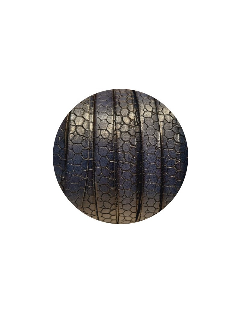 Cuir plat de 10mm fantaisie avec relief crocodile marine foncé en vente au cm