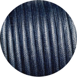 Cordon de coton cire rond de 5mm bleu marine-Italie