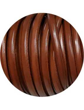 Cordon de gros cuir 10mm x 6mm de couleur marron-vente au cm