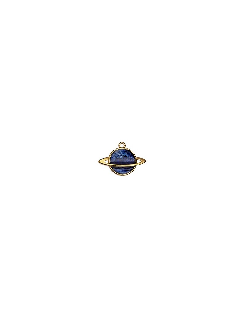 Pampille Saturne émaillée de 22mm en métal couleur or