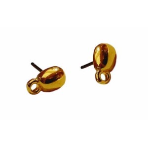Boucle d'oreille ovale lisse en métal couleur or avec fixation en métal