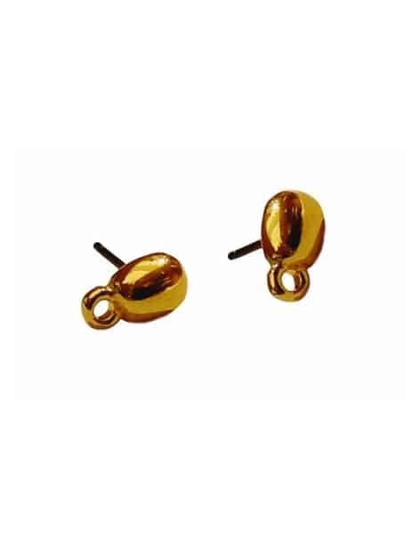 Boucle d'oreille ovale lisse en métal couleur or avec fixation en métal