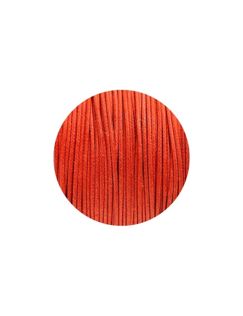 Cordon de coton cire rond de 1mm rouge corail-Italie