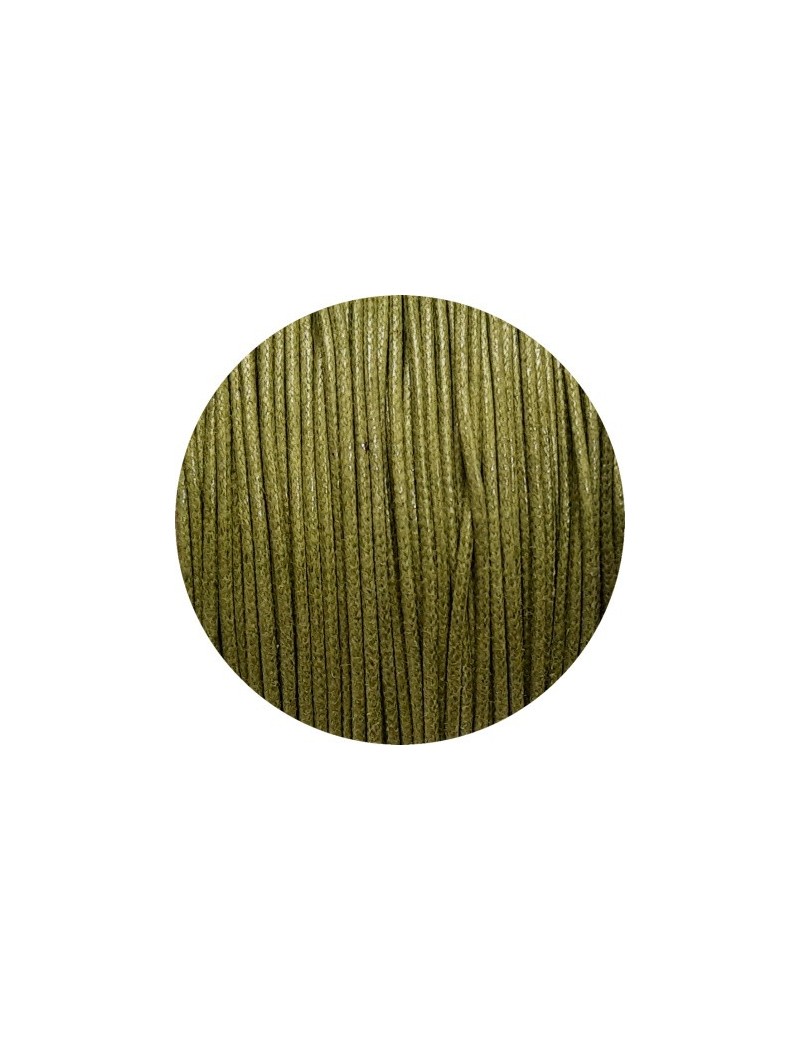 Cordon de coton cire rond de 1mm vert olive-Italie
