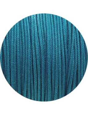 Cordon de coton cire rond de 1mm turquoise foncé-Italie