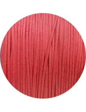 Cordon de coton cire rond de 1mm rose corail-Italie