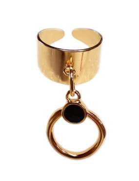 Bague en kit couleur or avec anneau rond émail noir