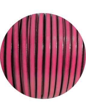 Cordon de cuir plat 5mm x 2mm de couleur fuchsia-vente au cm