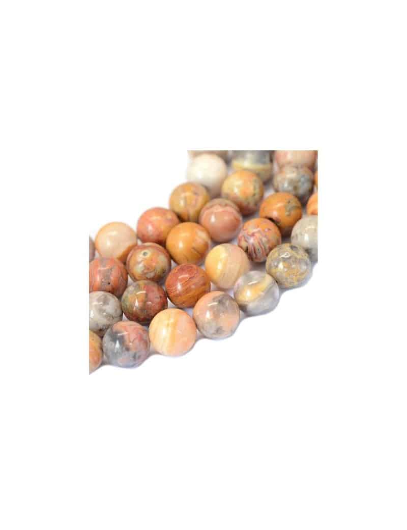 Fil de 63 perles rondes de 6mm en agate avec plusieurs tons