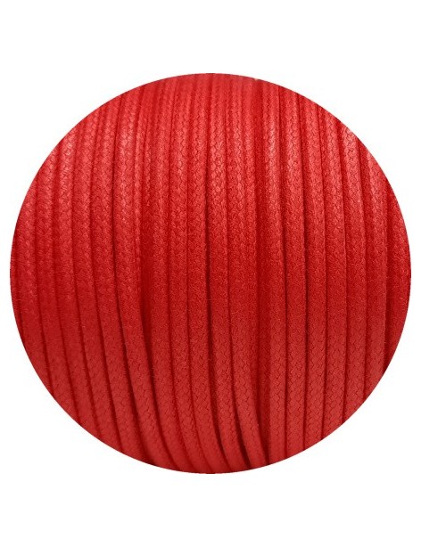 Cordon de coton cire rond de 3mm rouge-Italie
