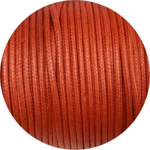 Cordon de coton cire rond de 3mm rouge corail-Italie