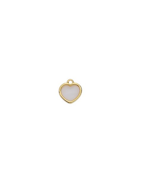 Petit cœur de 11mm en métal couleur or avec partie centrale vitrail beige