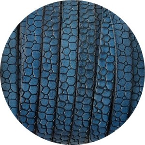 Cuir plat de 10mm fantaisie avec relief crocodile bleu en vente au cm