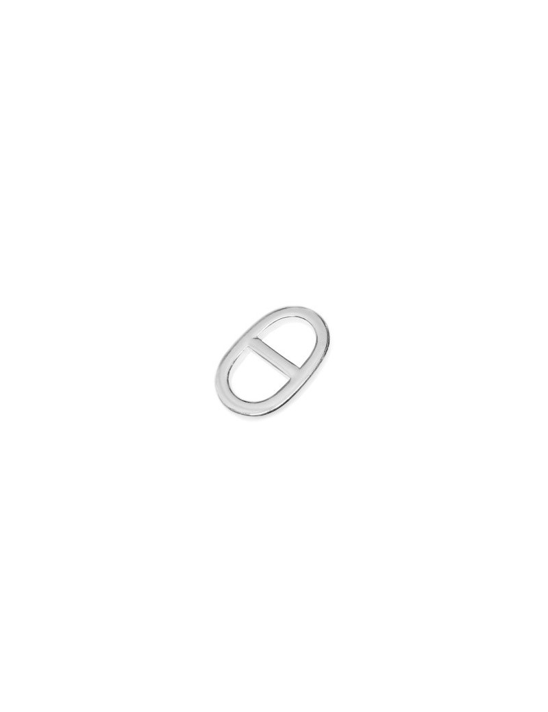 Maille ovale masculine plate de 24mm en plaqué argent 10microns blanc brillant