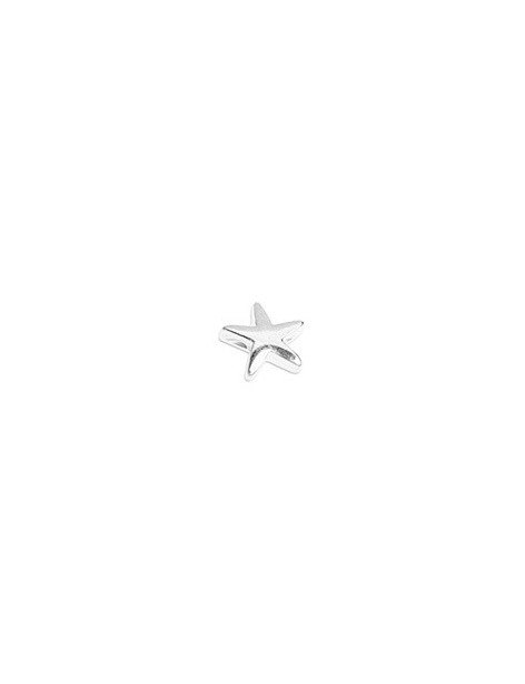 Perle étoile lisse pleine de 9mm plaqué argent 10microns blanc brillant