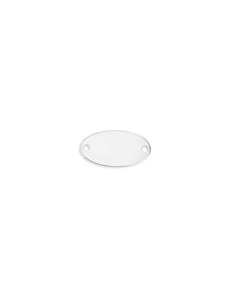 Plaque intercalaire ovale de 21mm en métal plaqué argent 10microns blanc brillant