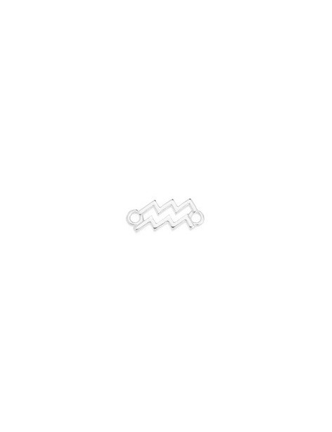 Intercalaire signe du Zodiaque Verseau en plaqué argent 10microns blanc brillant à 2 accroches-16mm