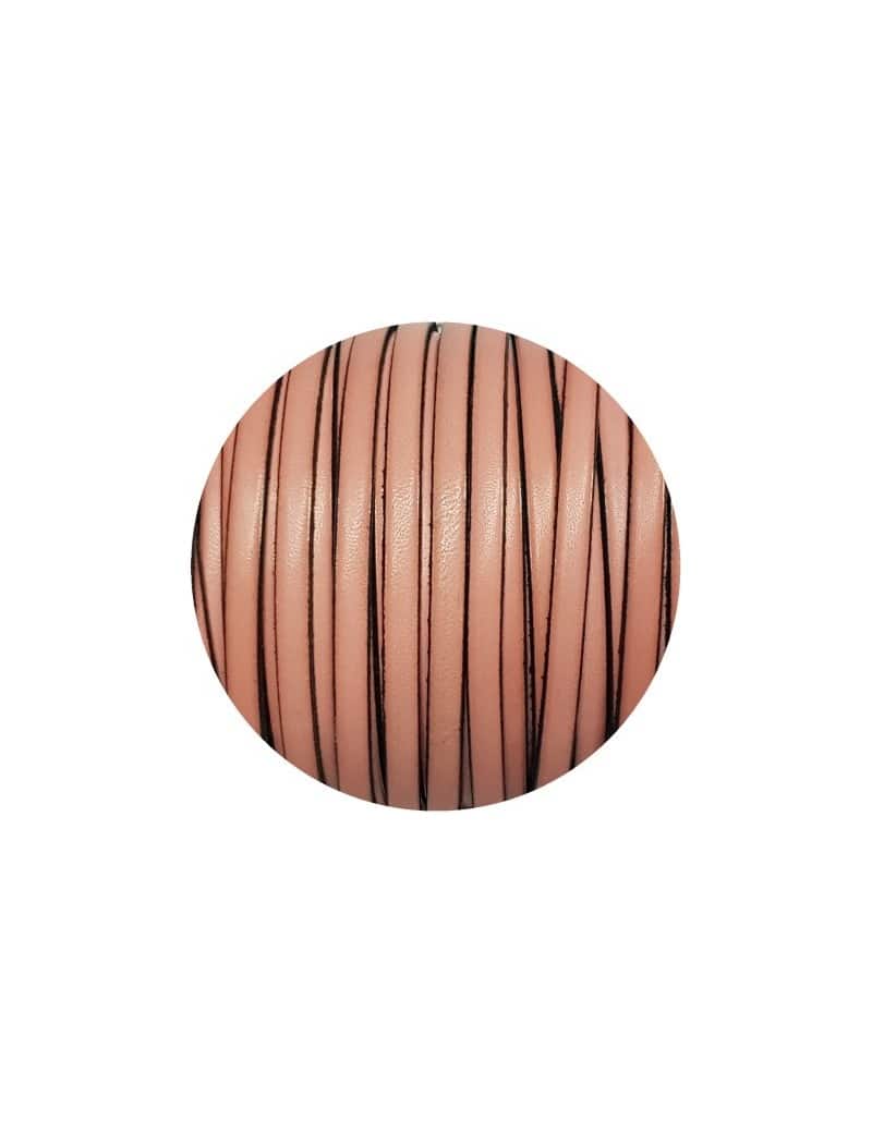 Cuir plat lisse de 5mm rose tarama satiné brillant vendu au mètre-Premium