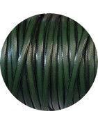 Cuir plat lisse de 5mm vert olive foncé satiné brillant vendu au mètre-Premium
