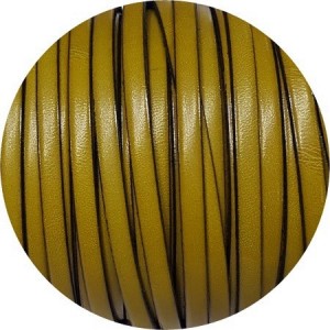 Cuir plat lisse de 5mm cumin satiné brillant vendu au mètre-Premium