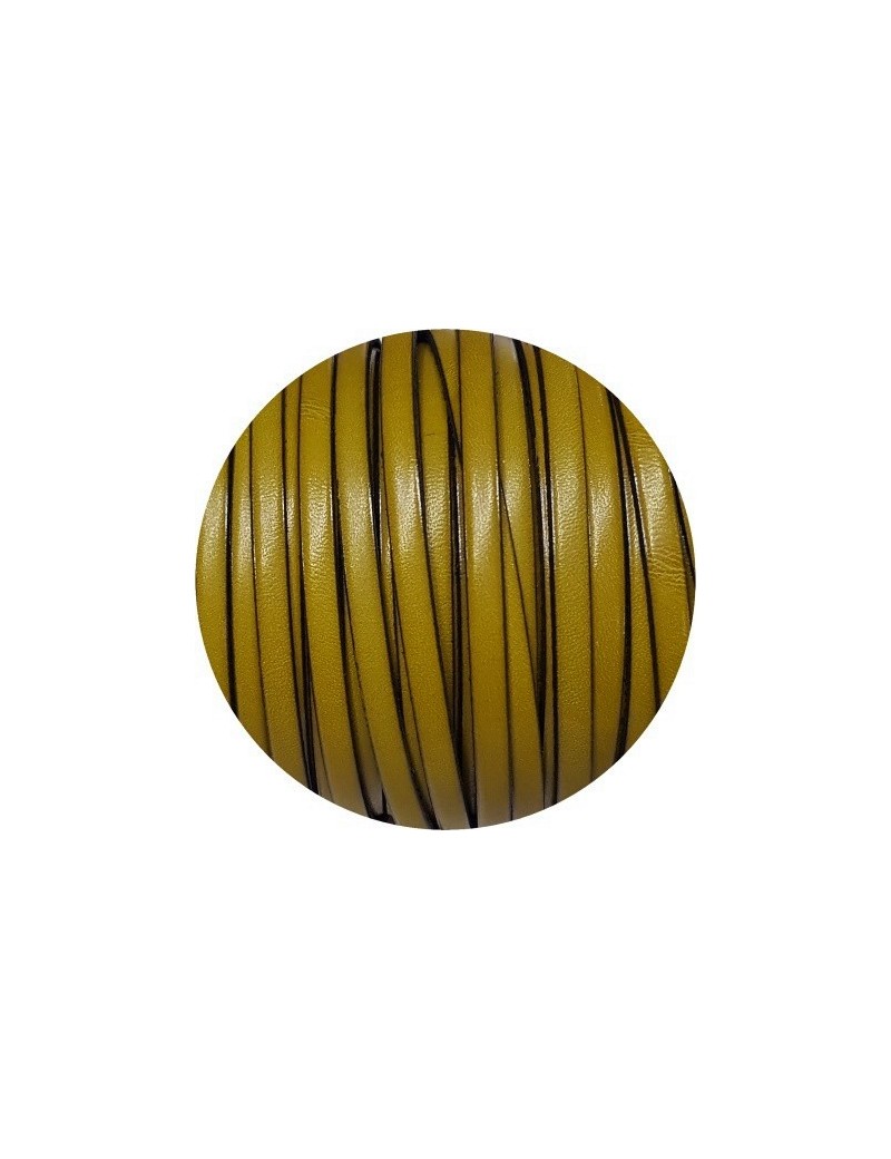 Cuir plat lisse de 5mm cumin satiné brillant vendu au mètre-Premium