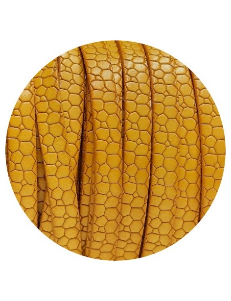 Cuir plat de 10mm fantaisie avec relief crocodile jaune chaud en vente au cm