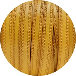 Cuir plat de 10mm fantaisie jaune chaud avec un liseré sur chaque bord en vente au cm