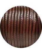 Cuir plat de 5mm marron marbré couture au ton vendu au mètre-Premium