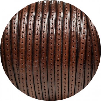 Cuir plat de 5mm marron marbré couture au ton vendu au mètre-Premium