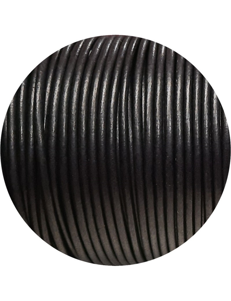 Cordon rond de cuir noir de 2.5mm-Espagne-Premium