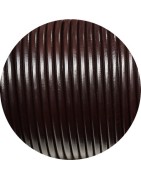 Lacet de cuir rond marron foncé de 4mm fabriqué en Espagne